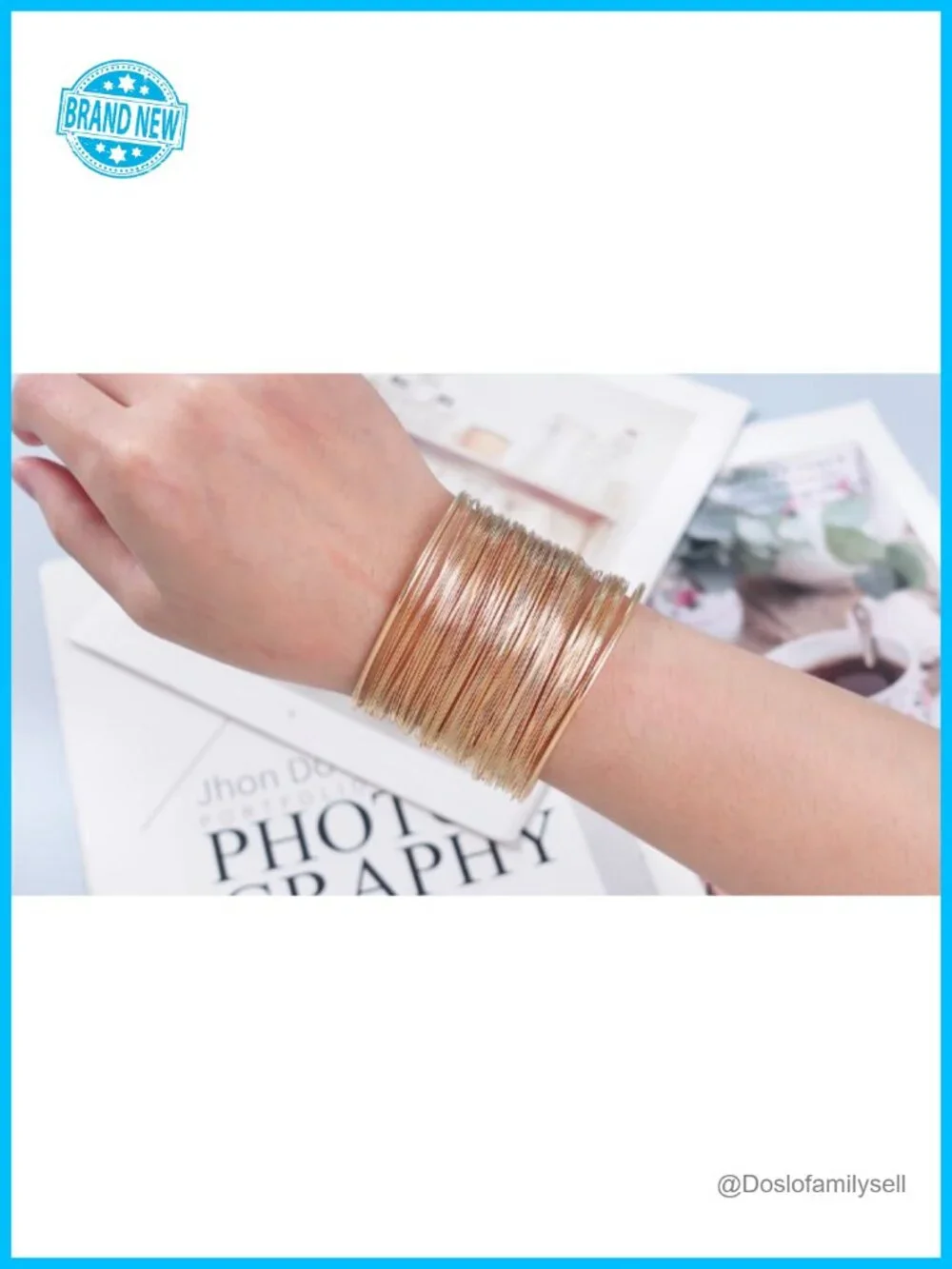 6 Pcs Chunky Cuff Bangle Set Gold Geometric Bracelets for Women